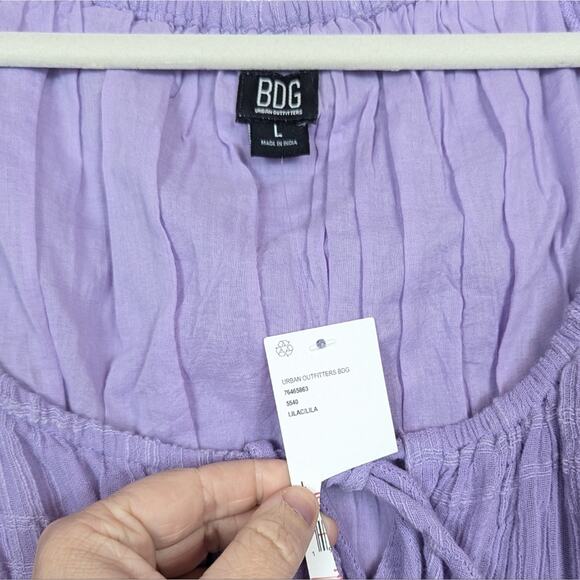 NWT Urban Outfitters BDG Lilac Nova Cap Sleeve Smocked Top Size L - Picture 8 of 10